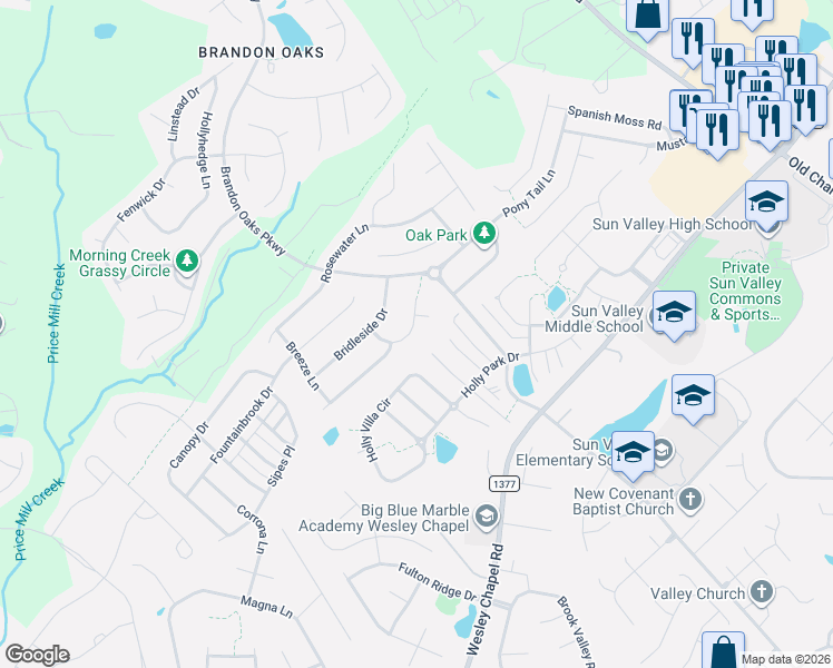 map of restaurants, bars, coffee shops, grocery stores, and more near 2110 Broad Plum Lane in Indian Trail