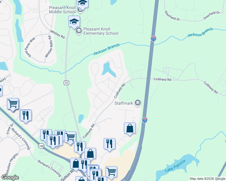 map of restaurants, bars, coffee shops, grocery stores, and more near 145 Hampton Trail Drive in Fort Mill