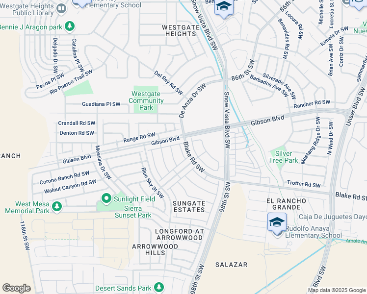 map of restaurants, bars, coffee shops, grocery stores, and more near 2308 Iron Gate Trail Southwest in Albuquerque