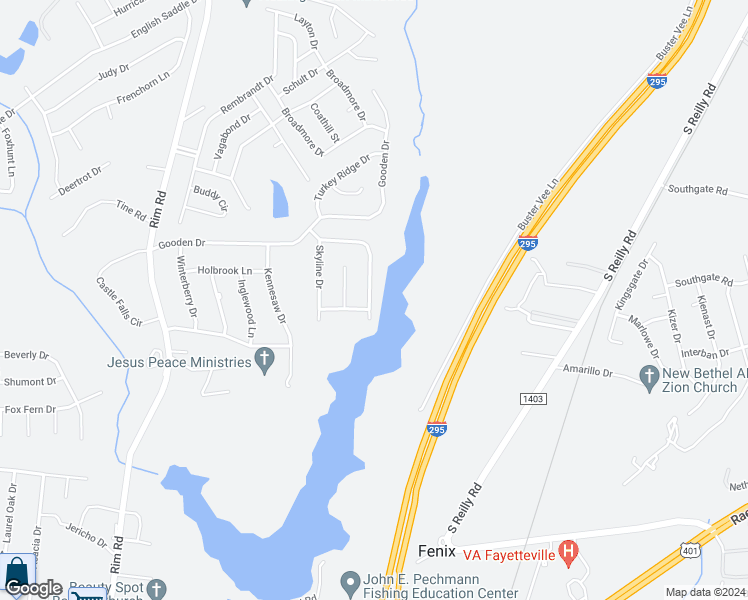 map of restaurants, bars, coffee shops, grocery stores, and more near 1339 Oak Knolls Drive in Fayetteville