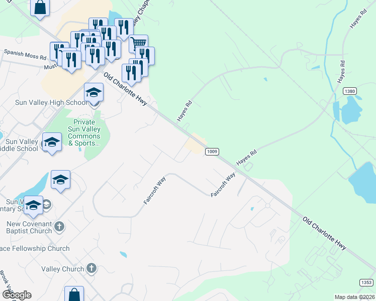 map of restaurants, bars, coffee shops, grocery stores, and more near 4808 Farmview Drive in Monroe
