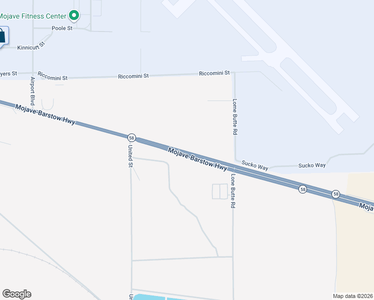 map of restaurants, bars, coffee shops, grocery stores, and more near 58th Street West in Mojave