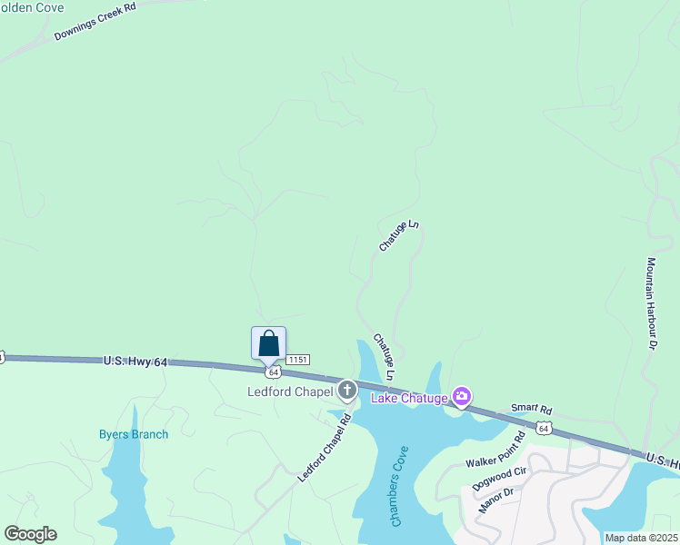 map of restaurants, bars, coffee shops, grocery stores, and more near 55 Chatuge Hills Drive in Hayesville