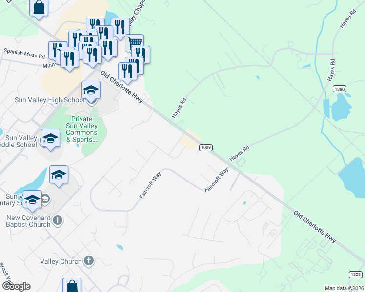 map of restaurants, bars, coffee shops, grocery stores, and more near 4808 Farmview Drive in Monroe