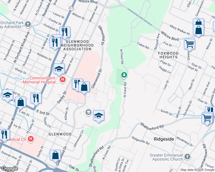 map of restaurants, bars, coffee shops, grocery stores, and more near 2709 Citico Avenue in Chattanooga