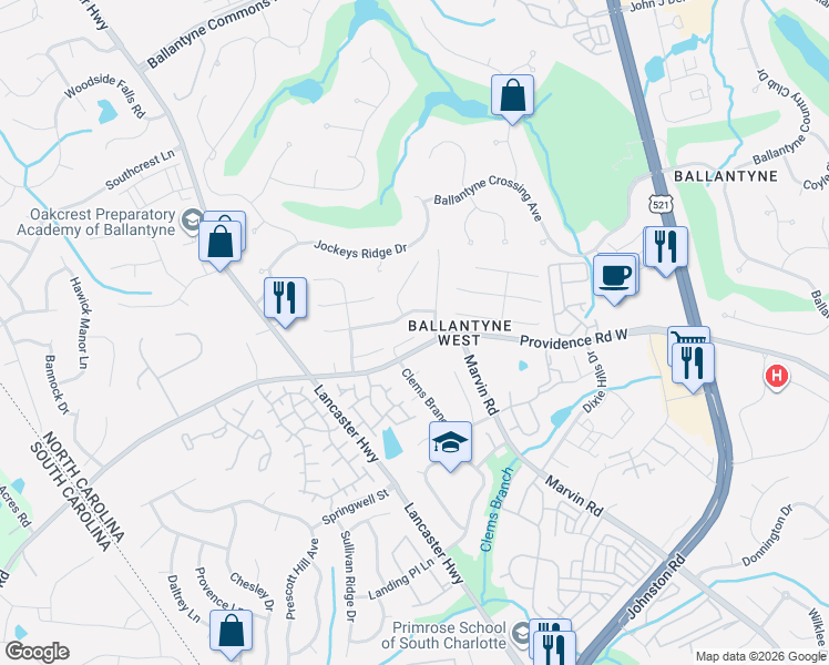 map of restaurants, bars, coffee shops, grocery stores, and more near in Charlotte