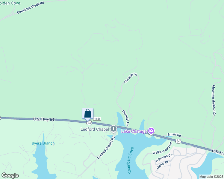 map of restaurants, bars, coffee shops, grocery stores, and more near 55 Chatuge Hills Drive in Hayesville