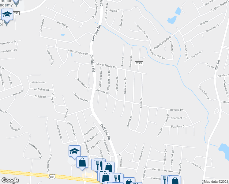 map of restaurants, bars, coffee shops, grocery stores, and more near 1036 Oakstone Drive in Fayetteville