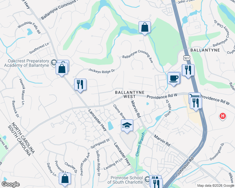 map of restaurants, bars, coffee shops, grocery stores, and more near in Charlotte