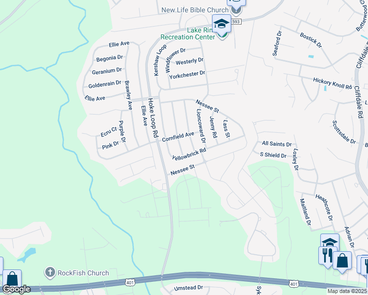 map of restaurants, bars, coffee shops, grocery stores, and more near 2017 Caviness Street in Fayetteville