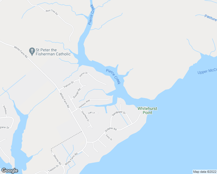 map of restaurants, bars, coffee shops, grocery stores, and more near 5630 Styron Drive in Oriental