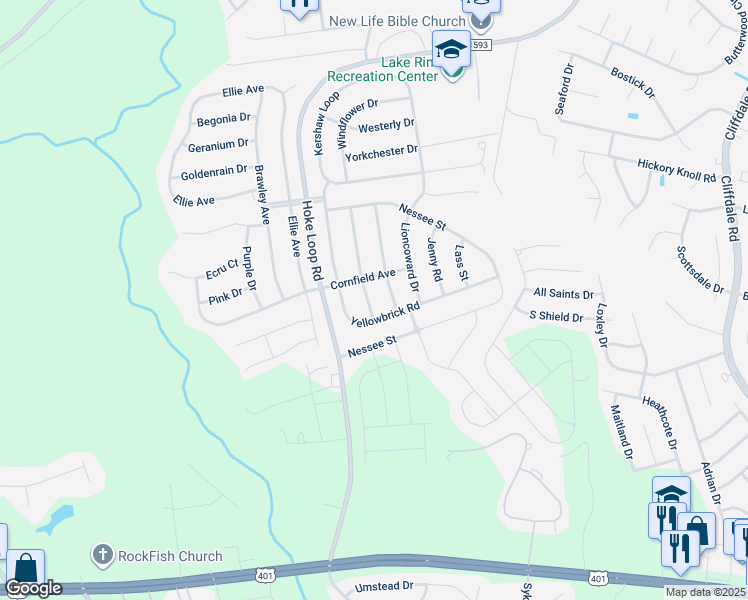 map of restaurants, bars, coffee shops, grocery stores, and more near 2017 Caviness Street in Fayetteville