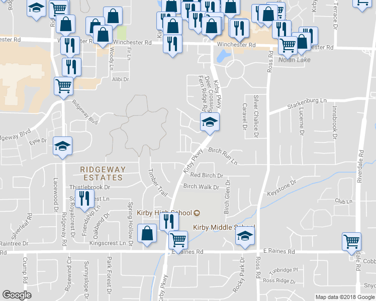map of restaurants, bars, coffee shops, grocery stores, and more near 3905 Spumante Drive in Memphis