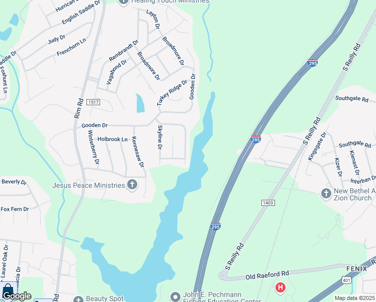map of restaurants, bars, coffee shops, grocery stores, and more near 1335 Oak Knolls Drive in Fayetteville