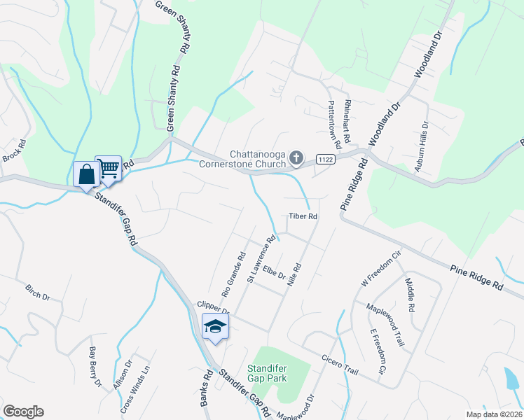 map of restaurants, bars, coffee shops, grocery stores, and more near 2809 Rio Grande Road in Chattanooga