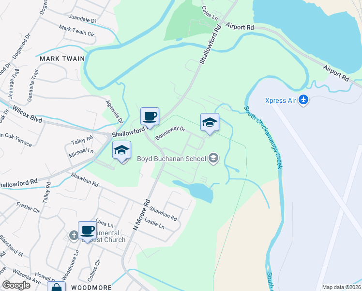 map of restaurants, bars, coffee shops, grocery stores, and more near 4607 Maria Street in Chattanooga