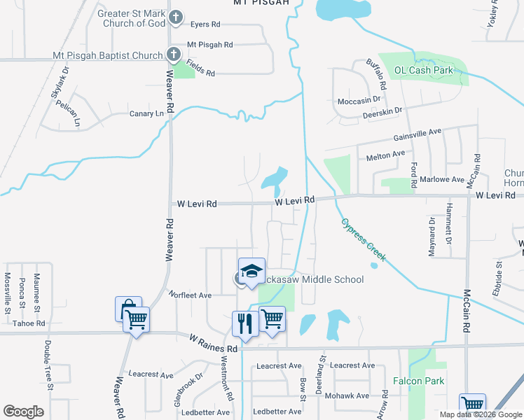 map of restaurants, bars, coffee shops, grocery stores, and more near 3924 Oakshire Street in Memphis