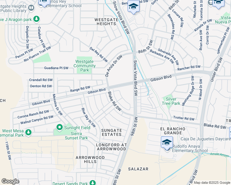 map of restaurants, bars, coffee shops, grocery stores, and more near 2316 Del Timbre Ln Sw in Albuquerque