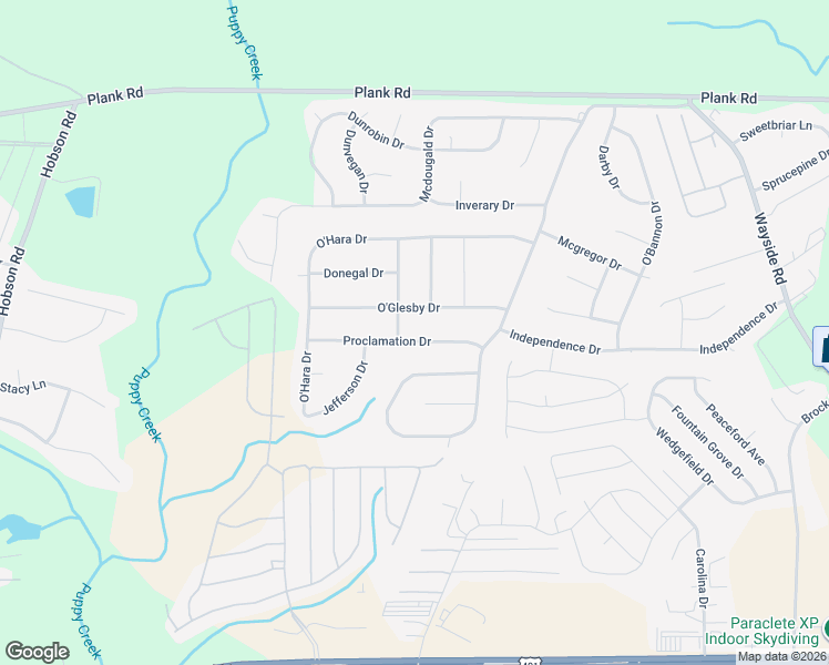 map of restaurants, bars, coffee shops, grocery stores, and more near 119 Proclamation Drive in Raeford