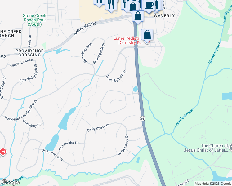 map of restaurants, bars, coffee shops, grocery stores, and more near in Charlotte