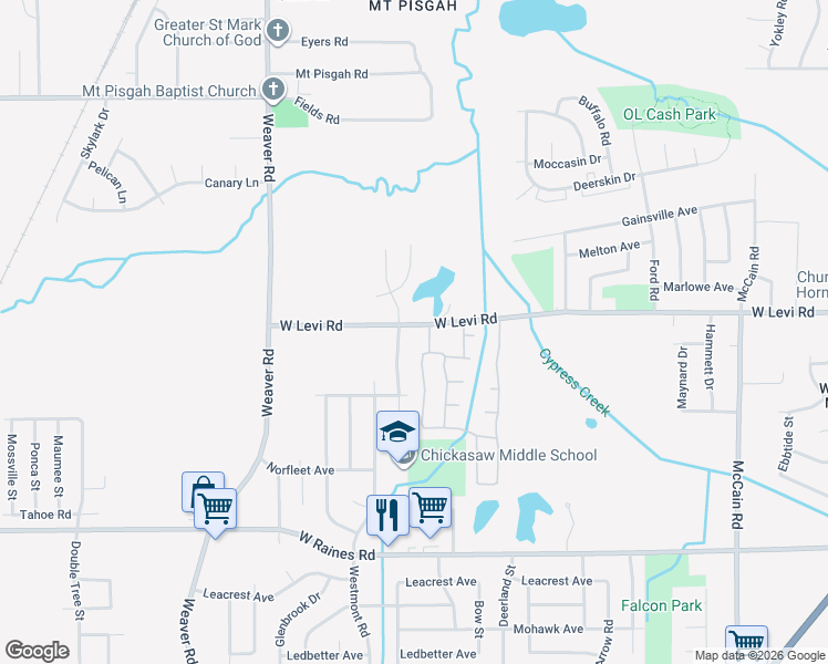 map of restaurants, bars, coffee shops, grocery stores, and more near 3924 Oakshire Street in Memphis