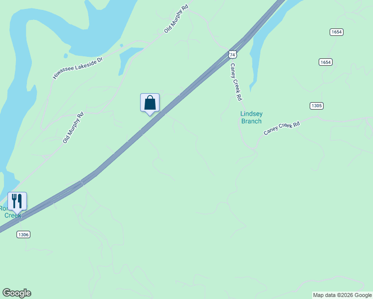 map of restaurants, bars, coffee shops, grocery stores, and more near 252 Woods Drive in Murphy