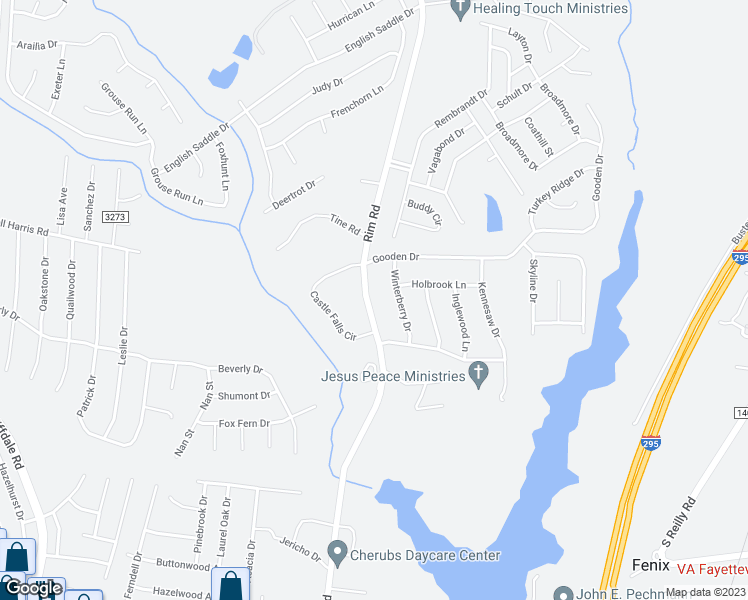 map of restaurants, bars, coffee shops, grocery stores, and more near 1741 Rim Road in Fayetteville