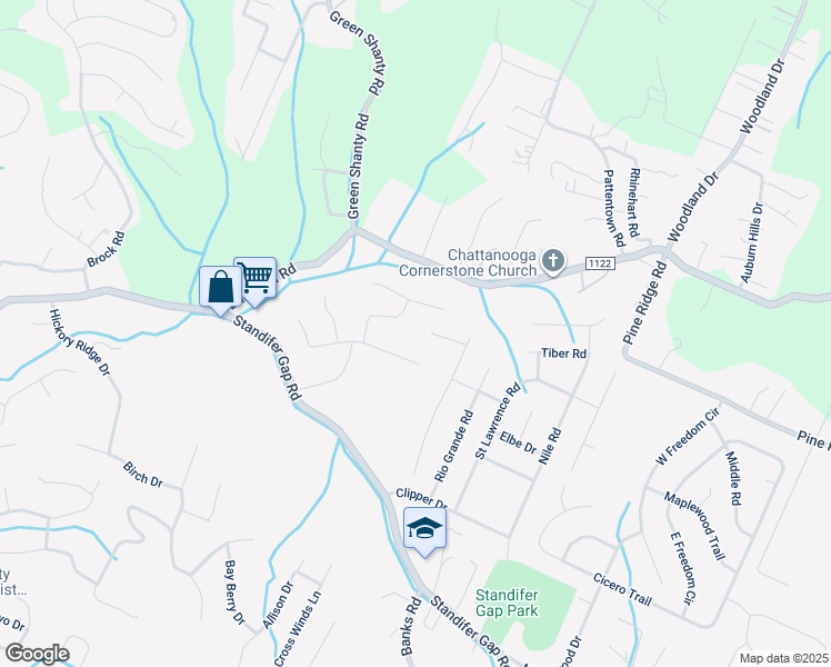 map of restaurants, bars, coffee shops, grocery stores, and more near 2824 Bent Oak Road in Chattanooga