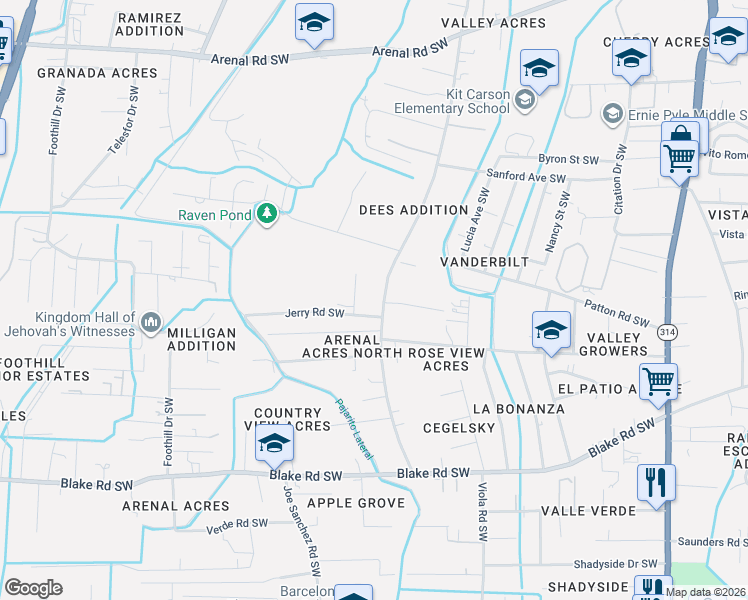 map of restaurants, bars, coffee shops, grocery stores, and more near 2139 Tapia Boulevard Southwest in Albuquerque