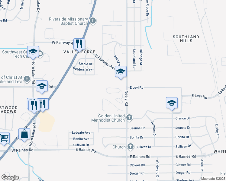 map of restaurants, bars, coffee shops, grocery stores, and more near 170 North Wesley Oaks Circle in Memphis