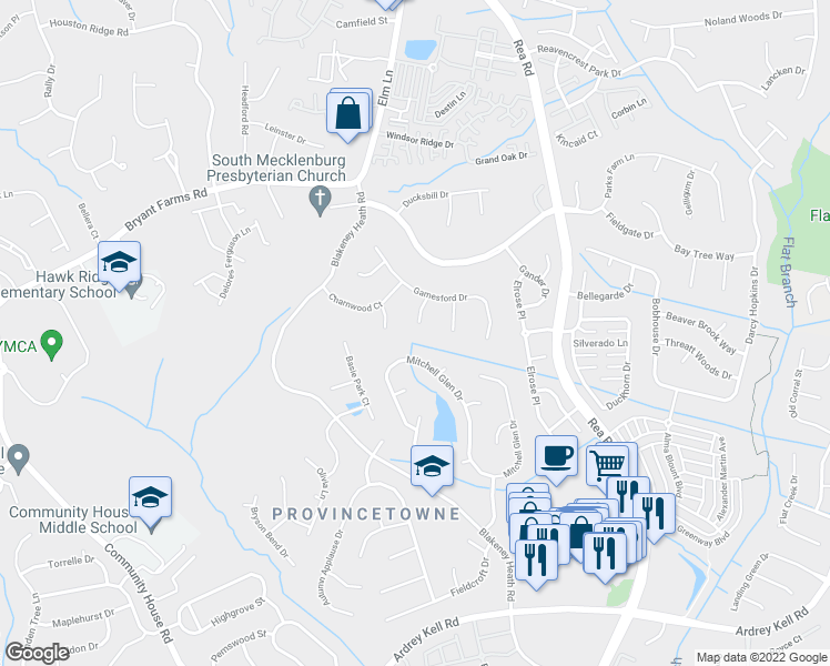 map of restaurants, bars, coffee shops, grocery stores, and more near 11700 Apleby Lane in Charlotte