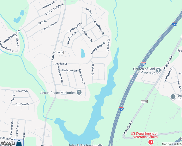 map of restaurants, bars, coffee shops, grocery stores, and more near 1300 Skyline Drive in Fayetteville