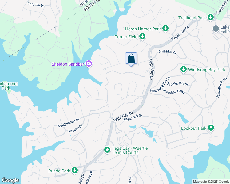 map of restaurants, bars, coffee shops, grocery stores, and more near 588 Pine Links Drive in Tega Cay