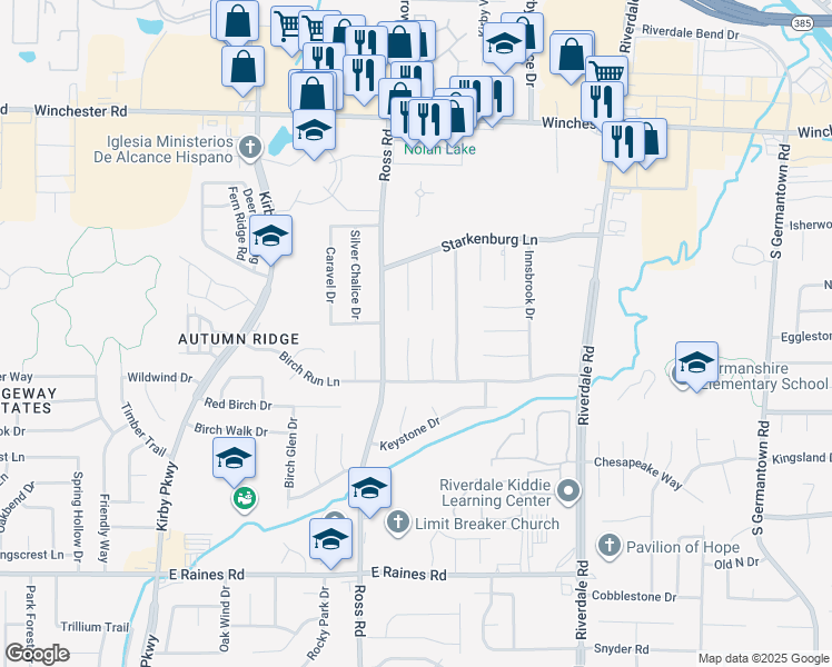 map of restaurants, bars, coffee shops, grocery stores, and more near 3848 Lawrenceton Cove in Memphis