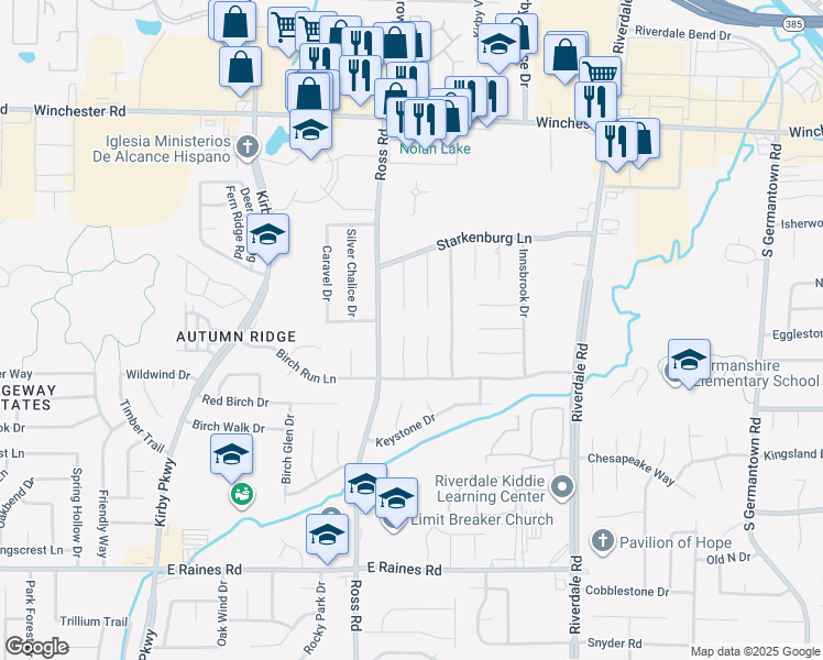 map of restaurants, bars, coffee shops, grocery stores, and more near 3848 Lawrenceton Cove in Memphis