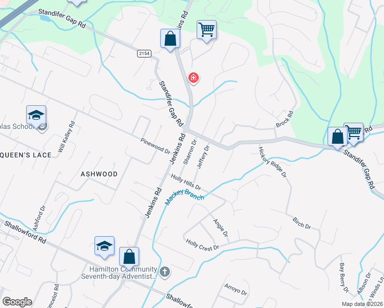 map of restaurants, bars, coffee shops, grocery stores, and more near 2515 Sharron Drive in Chattanooga