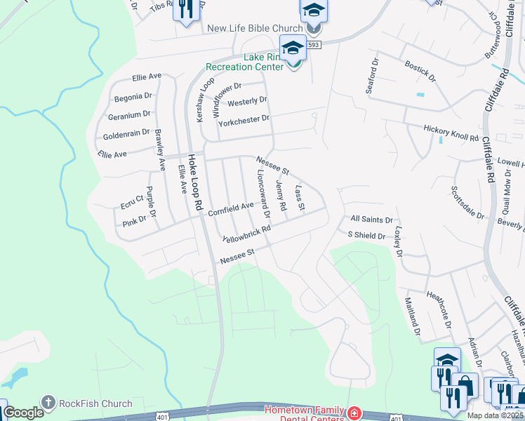 map of restaurants, bars, coffee shops, grocery stores, and more near 2000 Lioncoward Drive in Fayetteville