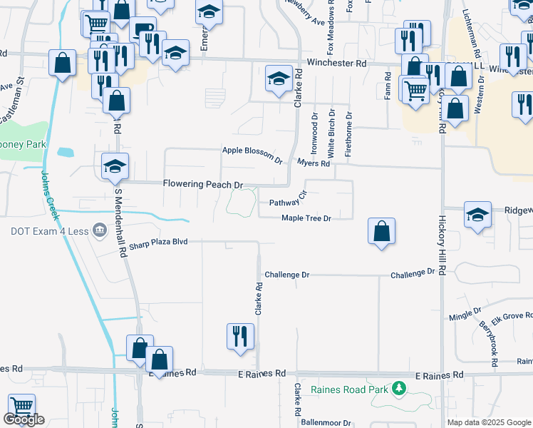 map of restaurants, bars, coffee shops, grocery stores, and more near 5597 Pathway Circle in Memphis
