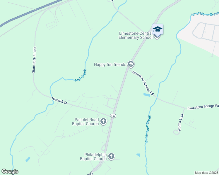 map of restaurants, bars, coffee shops, grocery stores, and more near 117 Bettys Trail in Gaffney
