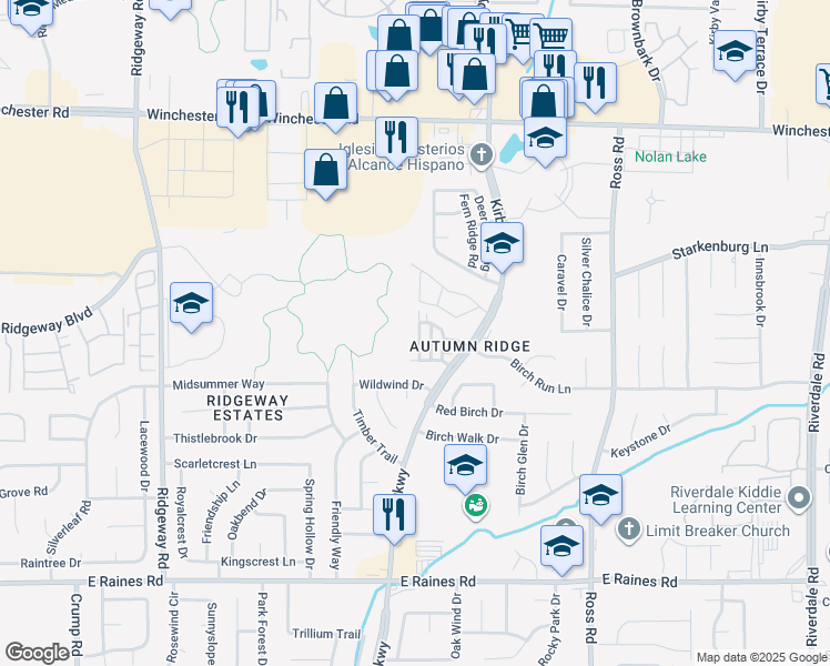 map of restaurants, bars, coffee shops, grocery stores, and more near 3871 Glencoe Drive in Memphis