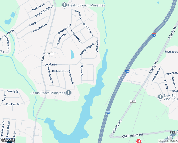 map of restaurants, bars, coffee shops, grocery stores, and more near 1311 Carolee Court in Fayetteville