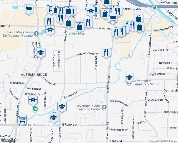 map of restaurants, bars, coffee shops, grocery stores, and more near 6850 Tawny Cove in Memphis