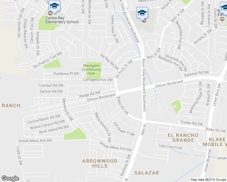 map of restaurants, bars, coffee shops, grocery stores, and more near 10008 Range Road Southwest in Albuquerque