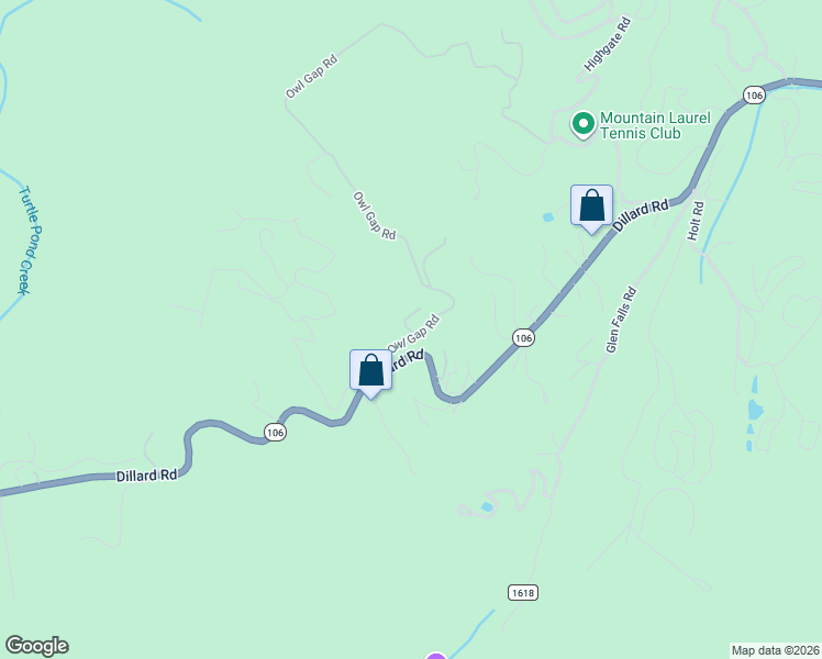 map of restaurants, bars, coffee shops, grocery stores, and more near 148 Owl Gap Road in Highlands