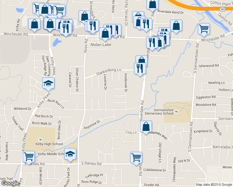 map of restaurants, bars, coffee shops, grocery stores, and more near 6838 Tawny Cove in Memphis