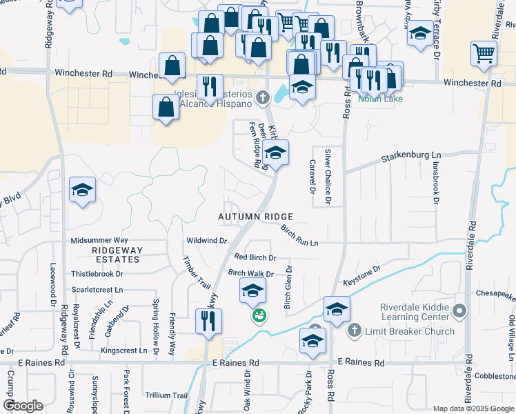 map of restaurants, bars, coffee shops, grocery stores, and more near 3874 Kirby Parkway in Memphis
