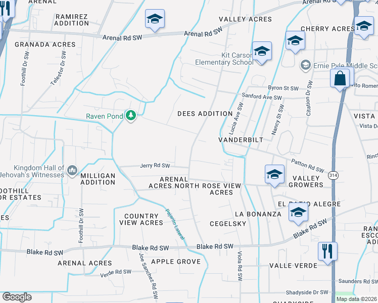 map of restaurants, bars, coffee shops, grocery stores, and more near 2139 Tapia Boulevard Southwest in Albuquerque