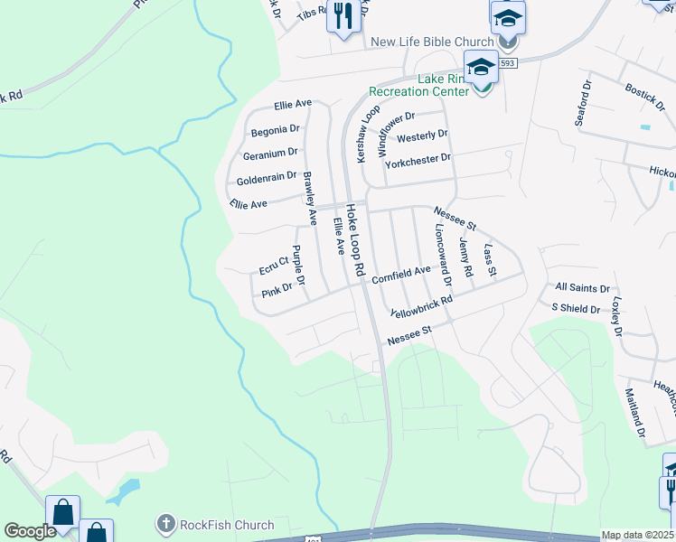 map of restaurants, bars, coffee shops, grocery stores, and more near 1940 Ellie Avenue in Fayetteville