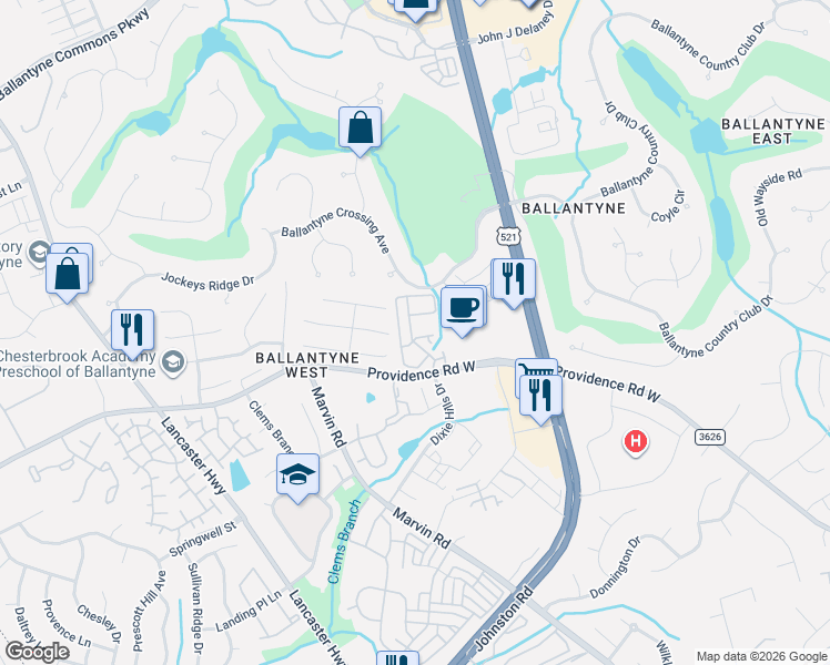 map of restaurants, bars, coffee shops, grocery stores, and more near in Charlotte