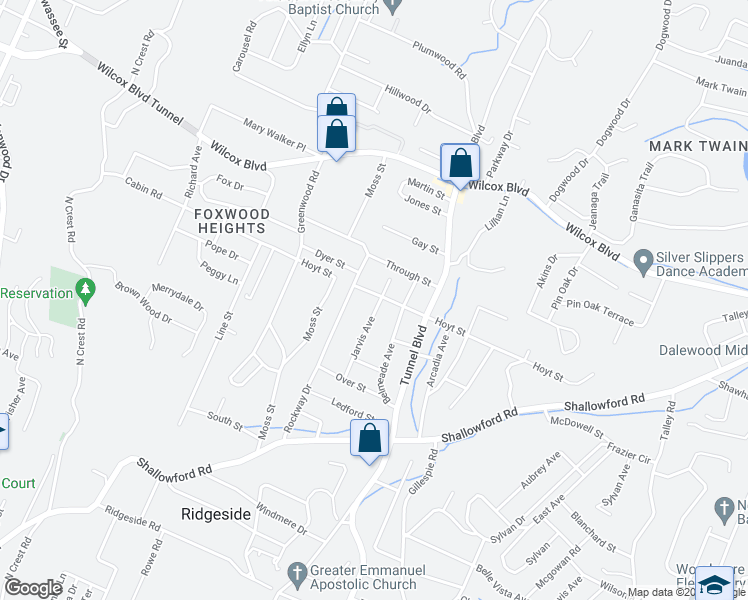 map of restaurants, bars, coffee shops, grocery stores, and more near 1113 Jarvis Avenue in Chattanooga